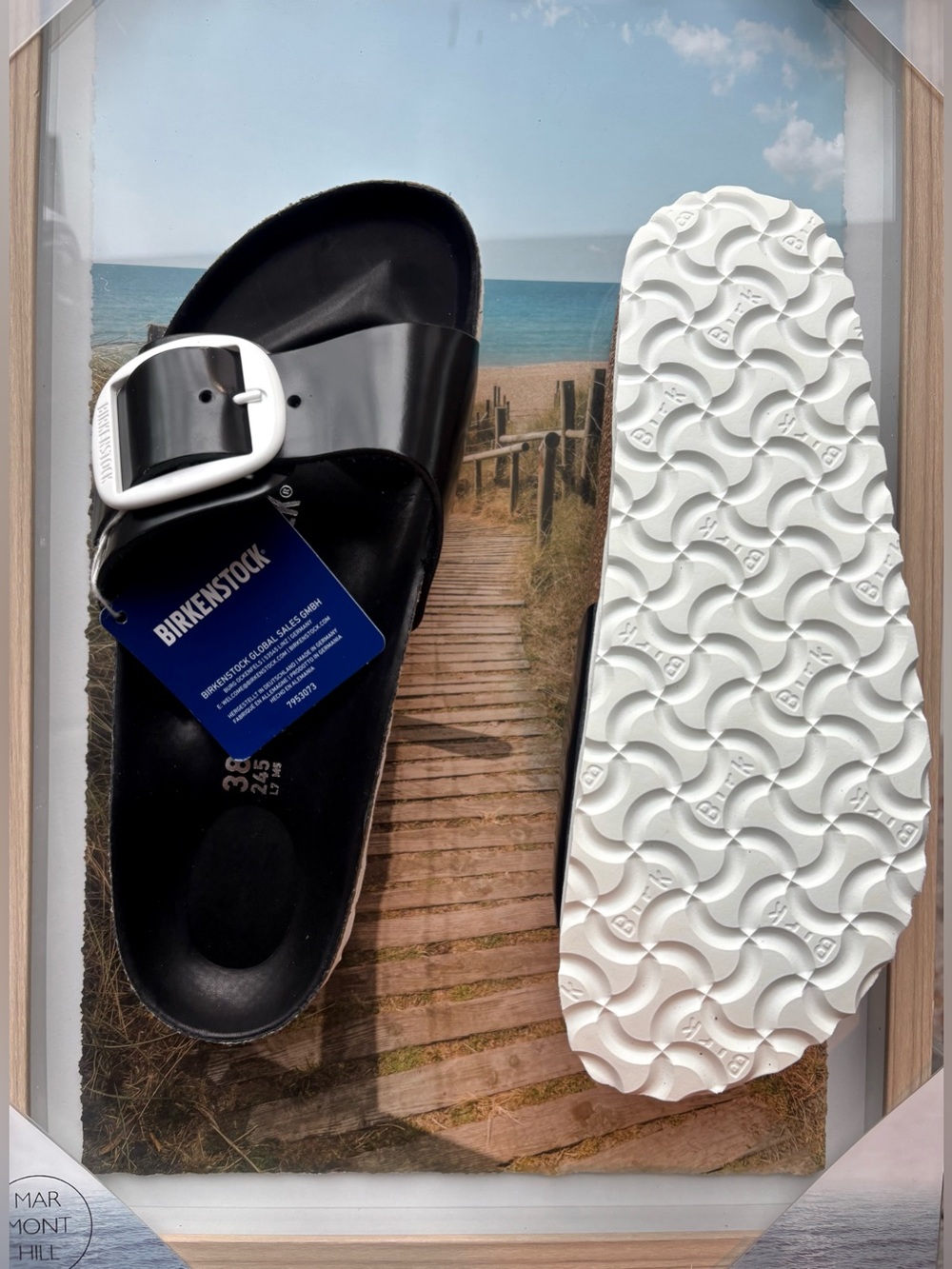 Birkenstock 💅 MADRID Big Buckle Black Leather Sandals Slides 37 38 39 40 6 7 8 9